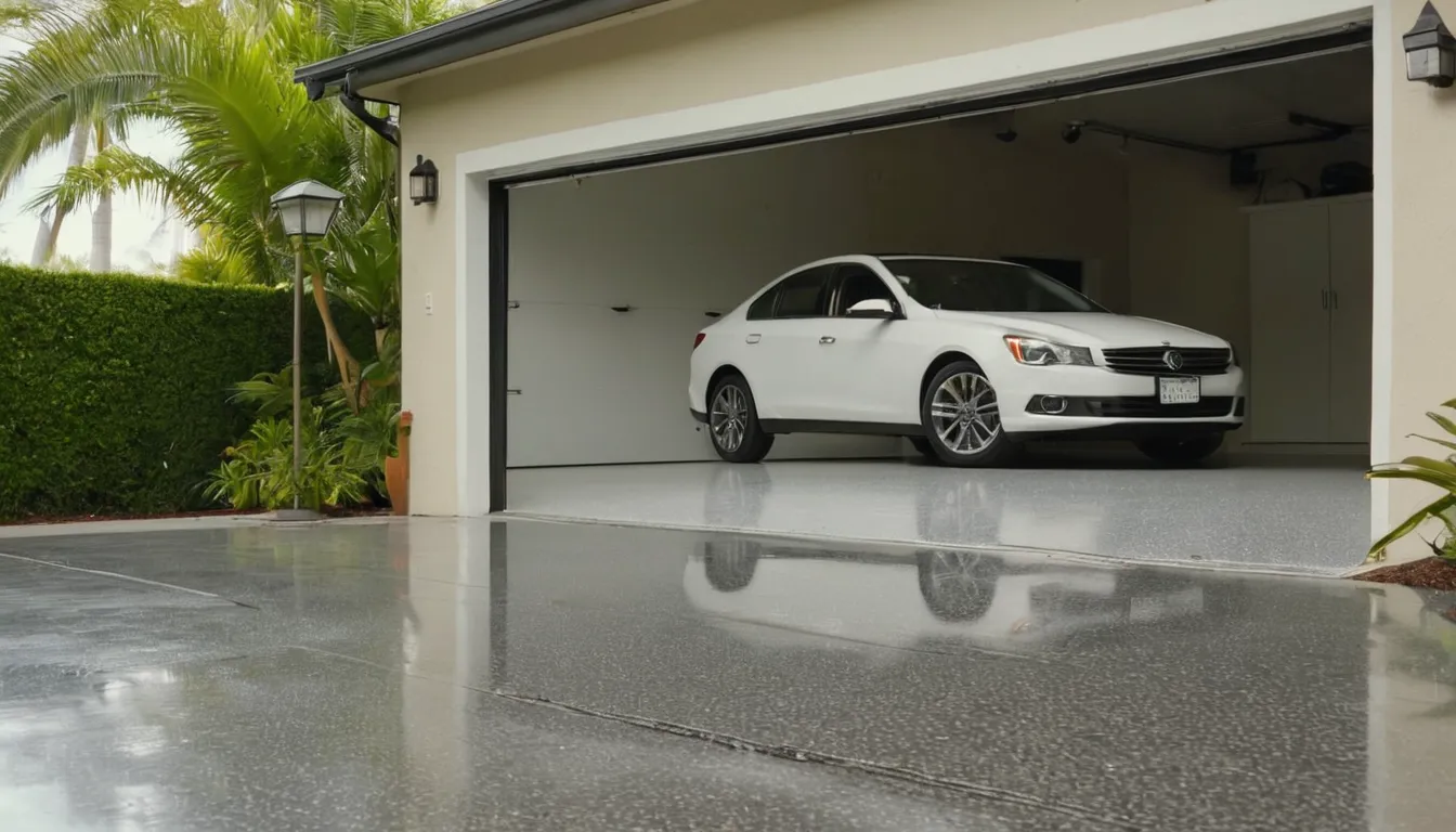 A freshly coated epoxy garage floor in a Temple Terrace home